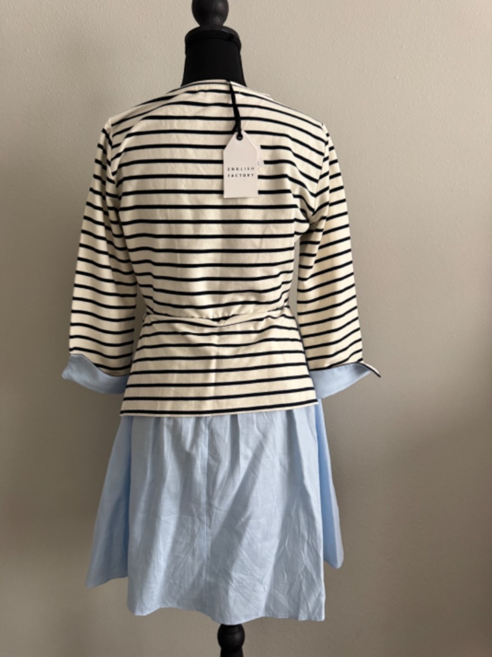NWT English Factory Striped Knit Top Blue Poplin Dress Size S - Picture 4 of 7
